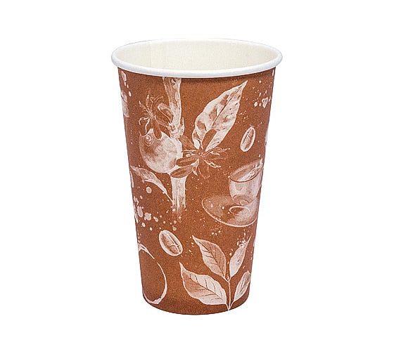 Бумажный 1-слойный стакан для горячих напитков Papperskopp 400мл, d90 мм barista cappuccino, pps ОП-400133 1