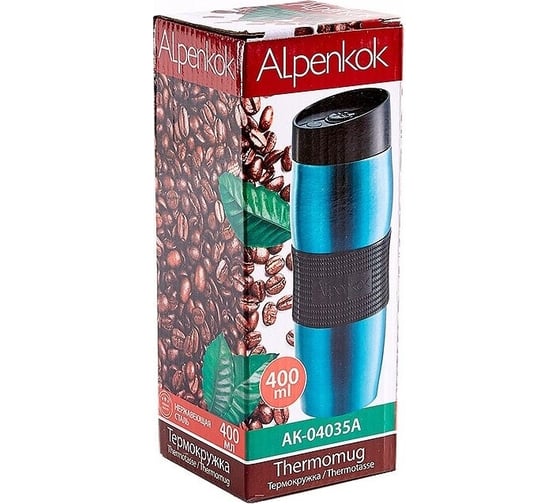 Вакуумная термокружка + ALPENKOK AK-04035A 400 мл, бирюзовый 0R-00005289