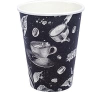 Бумажный 1-слойный стакан для горячих напитков Papperskopp 300мл, d90 мм barista black, pps ОП-300134