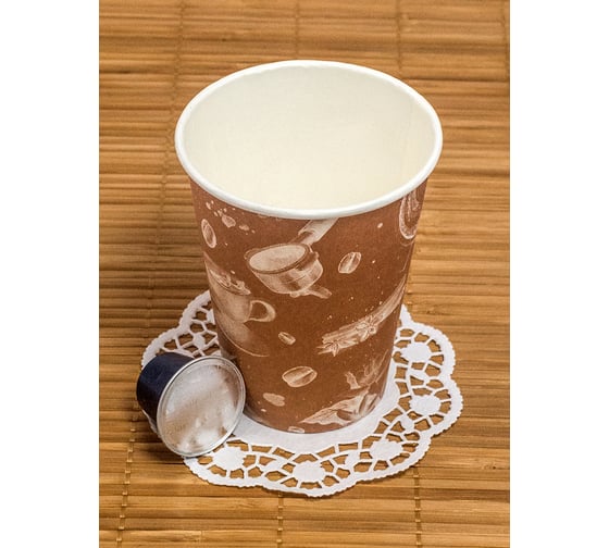 Бумажный 1-слойный стакан для горячих напитков Papperskopp 300мл, d90 мм barista cappuccino, pps ОП-300135
