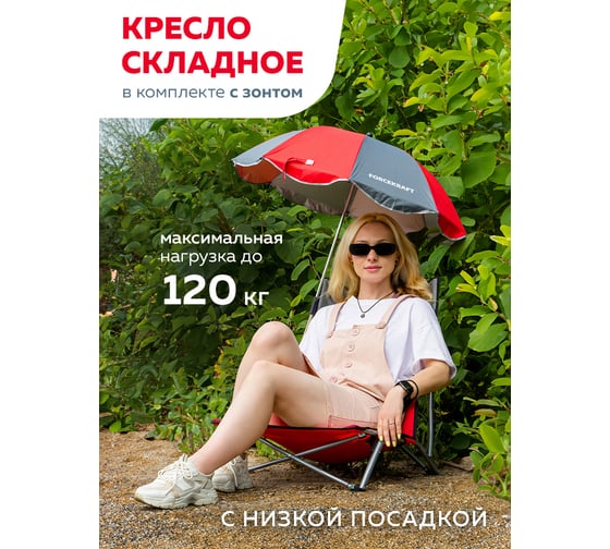 Кресло складное для кемпинга с зонтом садовым fk-sp-137 z Forcekraft 56592