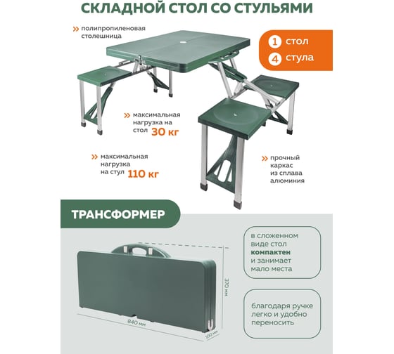 Складной стол со стульями для кемпинга ROCKFORCE RF-ZY02-1 52044