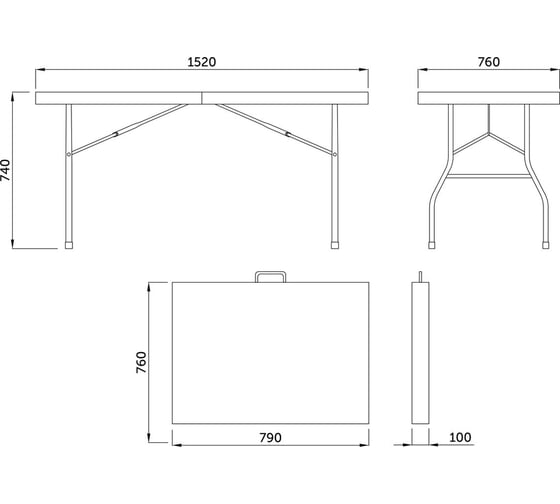 Складной стол AKS Home 152х76х74, белый 65906