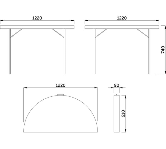 Складной стол AKS Home d122х74, белый 69988