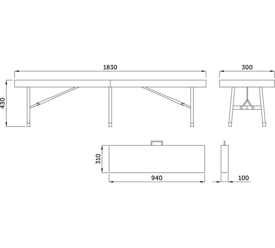 Складная скамья AKS Home 183х30х43, белая 65930