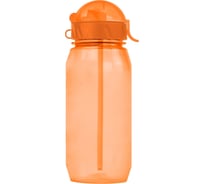 Бутылочка для воды с трубочкой 400 мл оранжевая 12 шт WOWBOTTLES КК0360