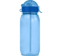 Бутылочка для воды с трубочкой WOWBOTTLES 400 мл, прозрачная синяя КК0359