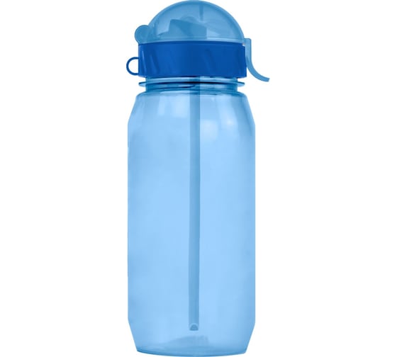 Бутылочка для воды с трубочкой WOWBOTTLES 400 мл, прозрачная синяя КК0359 1