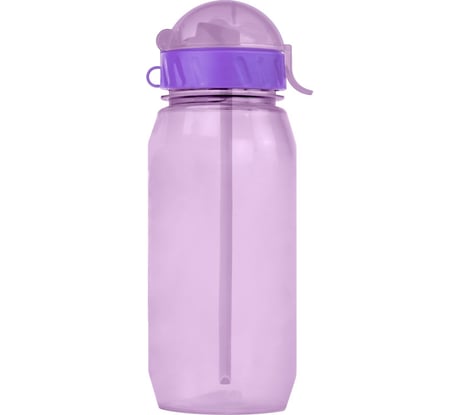 Бутылочка для воды с трубочкой 400 мл фиолетовая WOWBOTTLES КК0358