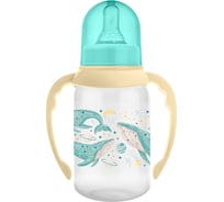 Бутылочка с ручками для кормления Мамина Радость 125 мл, соска m, звёздное небо-кит КК1321