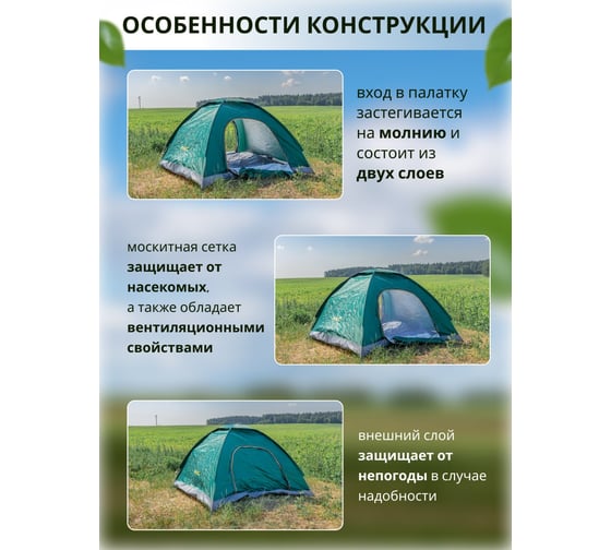 Туристическая четырехместная палатка WMC TOOLS 190x190x130 см WMC-LY-1624(56463)