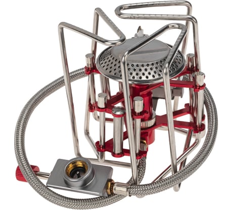 Плитка газовая туристическая медея под резьбовой баллон 230 гр с пьезоподжигом и шлангом REXANT 12-4148