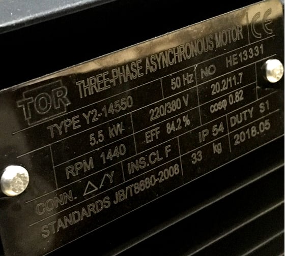Мотор TOR H 112 5.5 KW Полый вал-1833A 14550