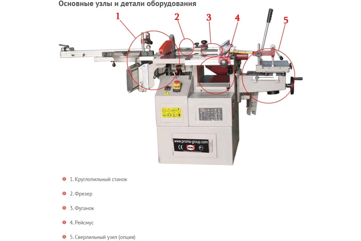 Комбинированный деревообрабатывающий станок PROMA CWM-250-5/230 35250500