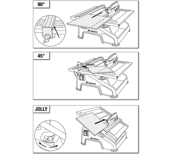 Электрический портативный плиткорез MONTOLIT F2 0,55 кВт, диск 180х22,2 мм 905EVO2