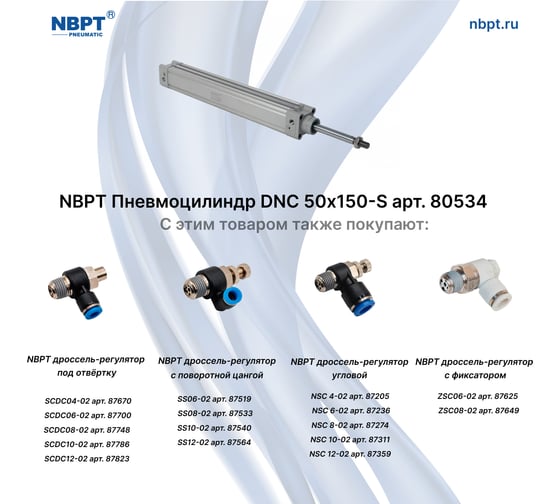 Пневмоцилиндр NBPT DNC 50x150-S 80534