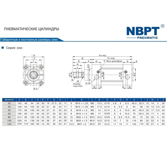 Пневмоцилиндр NBPT DNC 40x100-S 80466