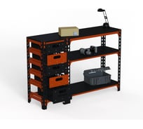 Стол-верстак ООО Металекс c одной тумбой, 950x1200x400 мм оранжево-чёрный 111164