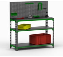 Стол-верстак ООО Металекс 950x1000x400 мм, две полки +  перфопанель, с комплектом аксессуаров SVPIIPRIA951040