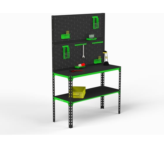 Стол-верстак ООО Металекс 950x1300x600 мм, одна полка +  двойная перфопанель, с комплектом аксессуаров SVPIPRIIA951360 1