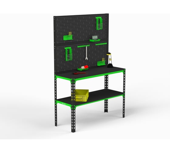 Стол-верстак ООО Металекс 950x1700x400 мм, одна полка +  двойная перфопанель, с комплектом аксессуаров SVPIPRIIA951740 1