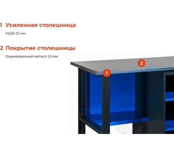 Верстак с тумбой 1200x685x850 Gigant ВТ(Россия), нагрузка 300кг, столешница 25мм МДФ, G-ВТ-1.2