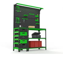 Верстак ООО Металекс серия SUN 950x1600x600 мм, с боковой тумбой, 2-мя панелями и комплектом освещения 111276