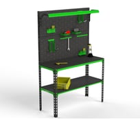 Верстак ООО Металекс 950x1700x500 мм, одна полка + двойная перфопанель с комплектом освещения 111347