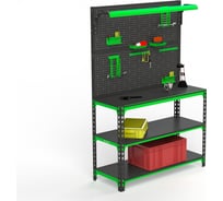 Верстак ООО Металекс серия SUN 950x1000x400 мм, 2 полки, двойная перфопанель с комплектом освещения 111277