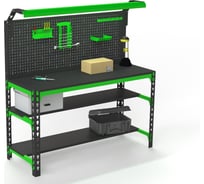 Металлический стол ООО Металекс серия SUN 750x1300x600 мм, 2 полки + перфопанель с комплектом освещения 112034