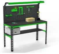 Металлический стол ООО Металекс серия SUN 750x1500x400 мм, одна полка + перфопанель с комплектом освещения 112006