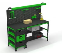 Металлический стол ООО Металекс серия SUN 750x1600x400 мм, с выдвижными ящиками, перфопанелью и комплектом освещения 112048