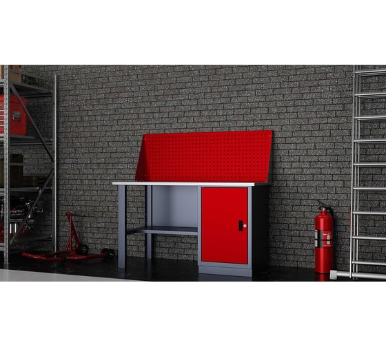 Слесарный однотумбовый верстак IRONMEBEL worky wk-0 1400 с экраном M-IM00124K
