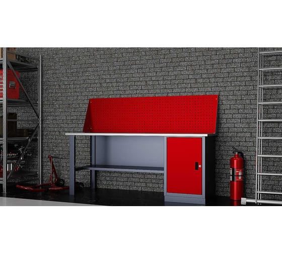 Слесарный однотумбовый верстак IRONMEBEL worky wk-0 1900 с экраном M-IM00156K