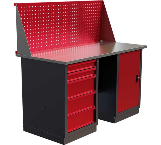 Слесарный двухтумбовый верстак IRONMEBEL worky wk-5/wk-0 1400 с экраном M-IM00176K