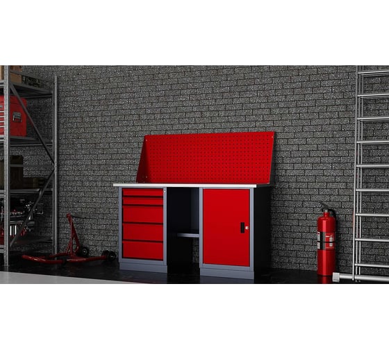 Слесарный двухтумбовый верстак IRONMEBEL worky wk-5/wk-0 1400 с экраном M-IM00176K