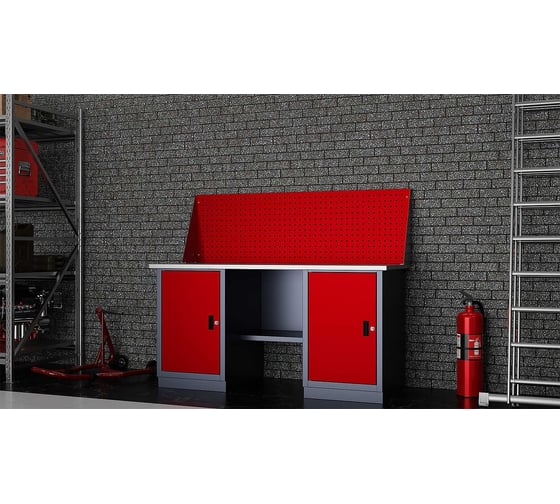 Слесарный двухтумбовый верстак IRONMEBEL worky wk-0/wk-0 1600 с экраном M-IM00184K