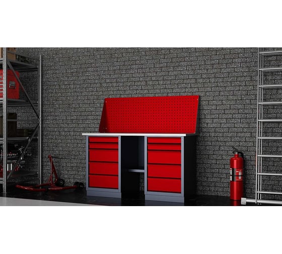 Слесарный двухтумбовый верстак IRONMEBEL worky wk-5/wk-5 1400 с экраном M-IM00180K