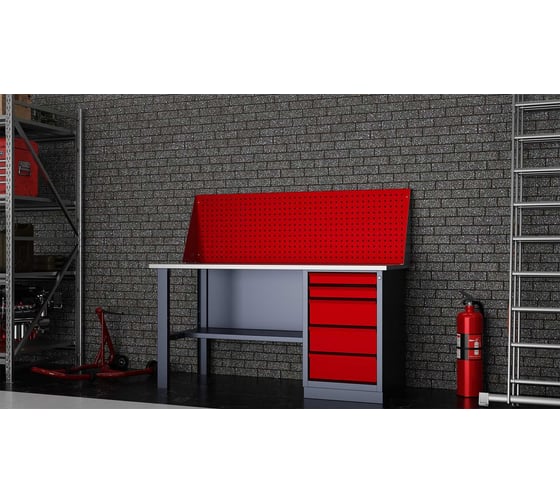 Слесарный однотумбовый верстак IRONMEBEL worky wk-5 1600 с экраном M-IM00148K