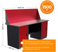 Слесарный двухтумбовый верстак IRONMEBEL worky wk-0/wk-0 1900 с экраном M-IM00196K