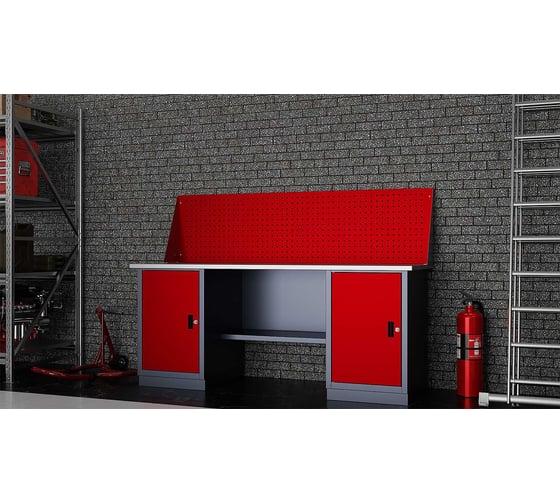 Слесарный двухтумбовый верстак IRONMEBEL worky wk-0/wk-0 1900 с экраном M-IM00196K