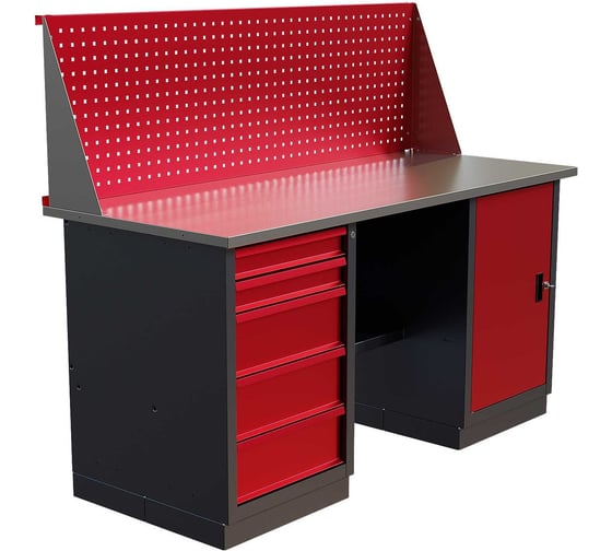 Слесарный двухтумбовый верстак IRONMEBEL worky wk-5/wk-0 1600 с экраном M-IM00188K