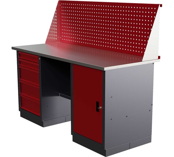 Слесарный двухтумбовый верстак IRONMEBEL worky wk-5/wk-0 1600 с экраном M-IM00188K