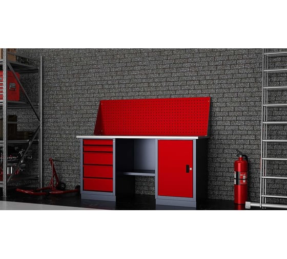 Слесарный двухтумбовый верстак IRONMEBEL worky wk-5/wk-0 1600 с экраном M-IM00188K