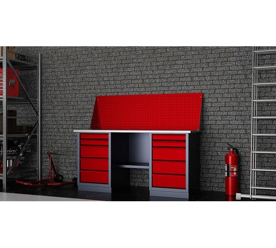 Слесарный двухтумбовый верстак IRONMEBEL worky wk-5/wk-5 1600 с экраном M-IM00192K