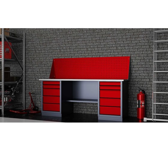 Слесарный двухтумбовый верстак IRONMEBEL worky wk-5/wk-5 1900 с экраном M-IM00204K