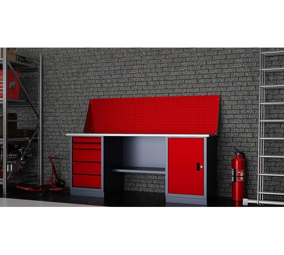 Слесарный двухтумбовый верстак IRONMEBEL worky wk-5/wk-0 1900 с экраном M-IM00200K