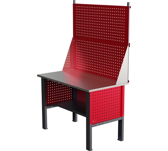 Стол верстак IRONMEBEL worky wk 1200 с двумя экранами и перфопанелями на опорах M-IM00091K