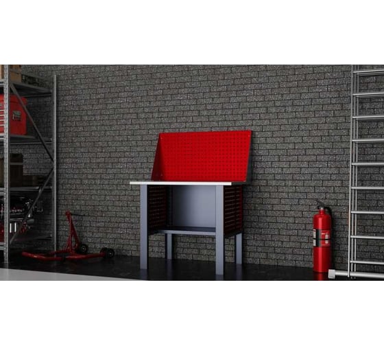 Стол верстак IRONMEBEL worky wk 1000 с экраном и перфопанелями на опорах M-IM00085K