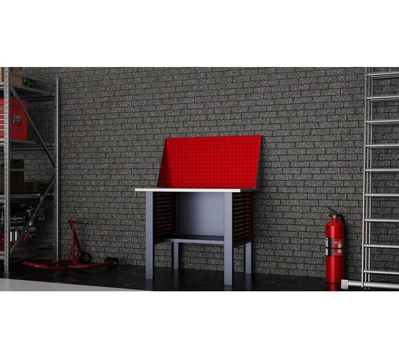 Стол верстак IRONMEBEL worky wk 1000 с экраном и перфопанелями на опорах M-IM00085K